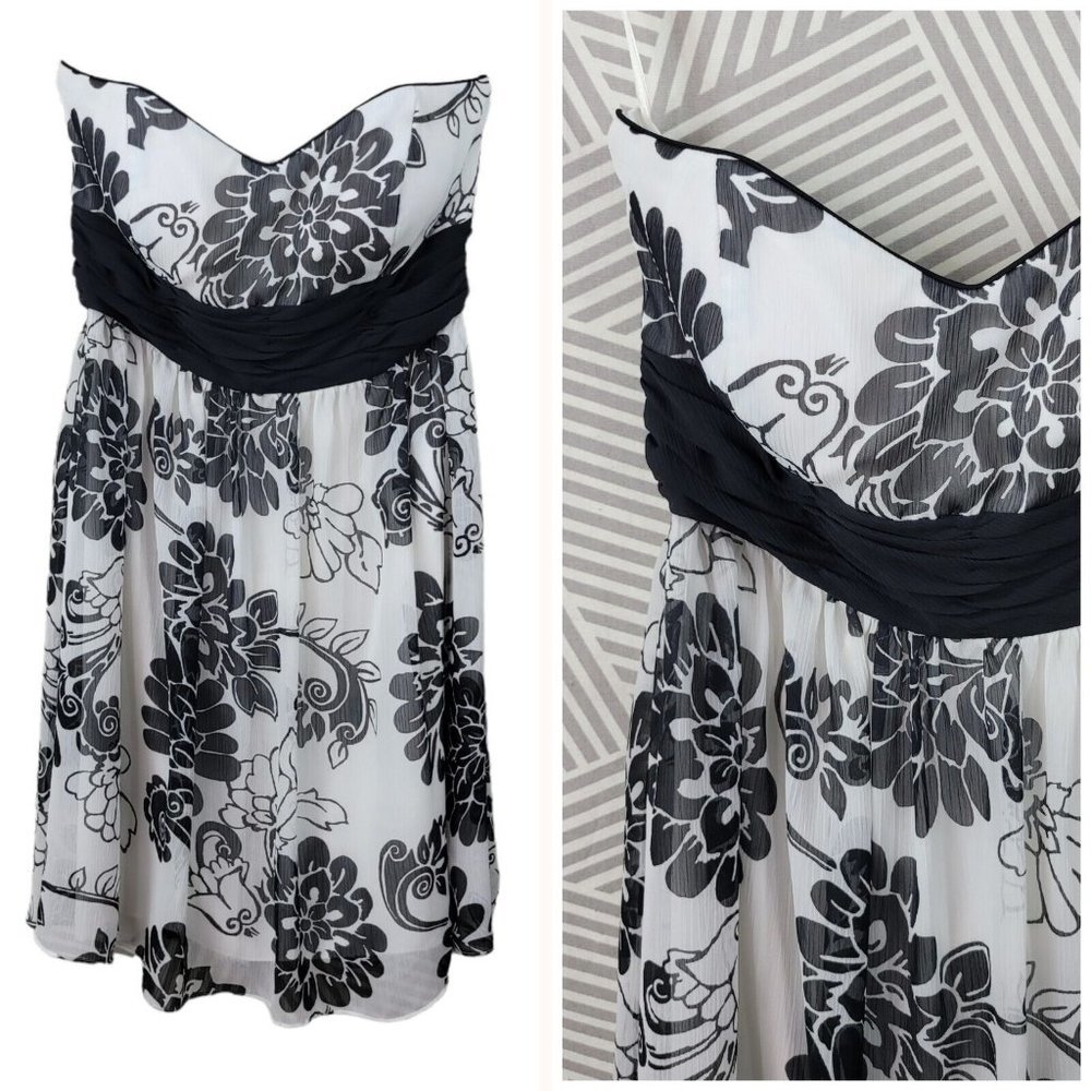 White House Black Market Dress Pinup Size 8 Party Fit & Flare Red Floral Event